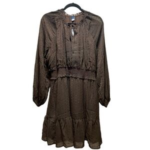 NWT Old Navy Waist-Define Shine Mini Dress Brown Size XL